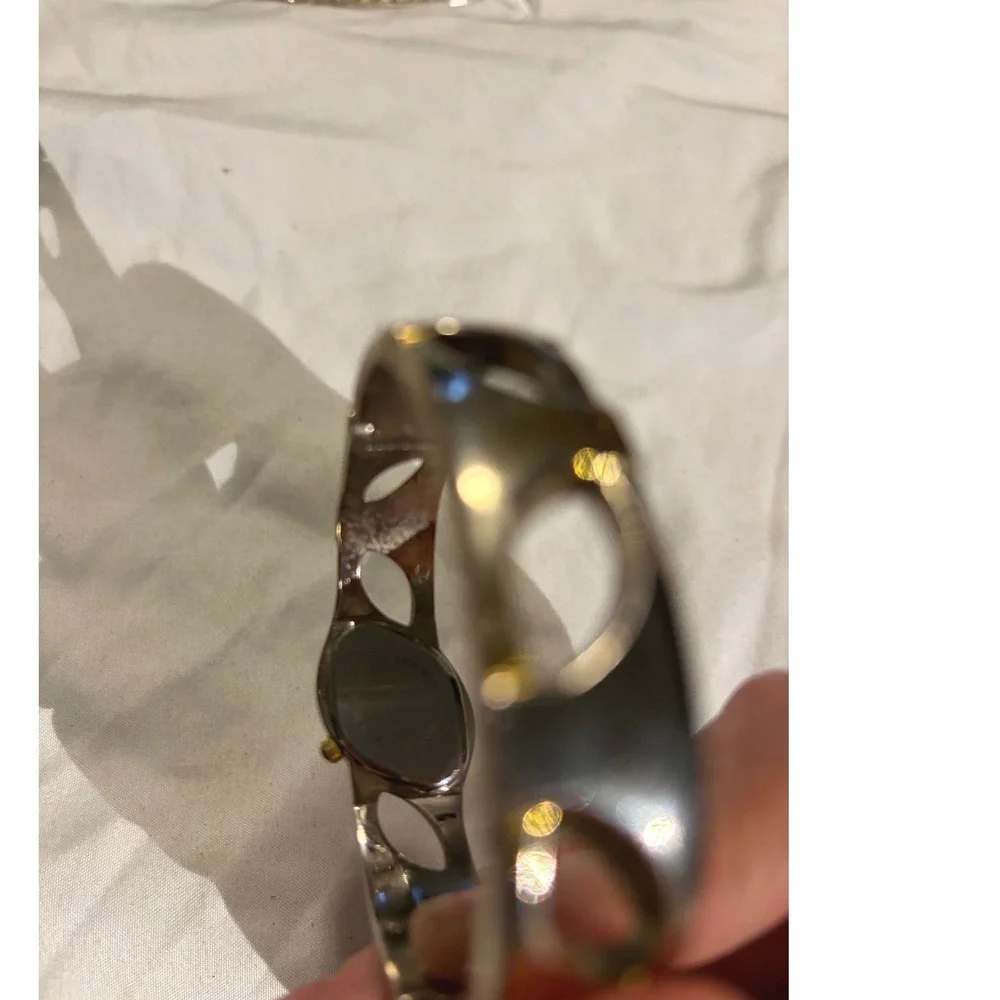 Women's Persona Two‎ Tone Silver Gold Tone Link Bracelet Watch Oval Face